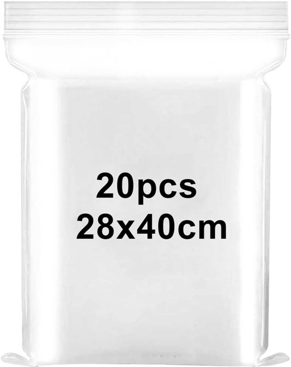 Ritssluitingszakken 20 stuks - Doorzichtige Plastic Zakken - 28 x 40 cm - Verzegelde Opbergtas - Duurzaam - Geschikt voor Kleding en Dekens - Opbergzakken