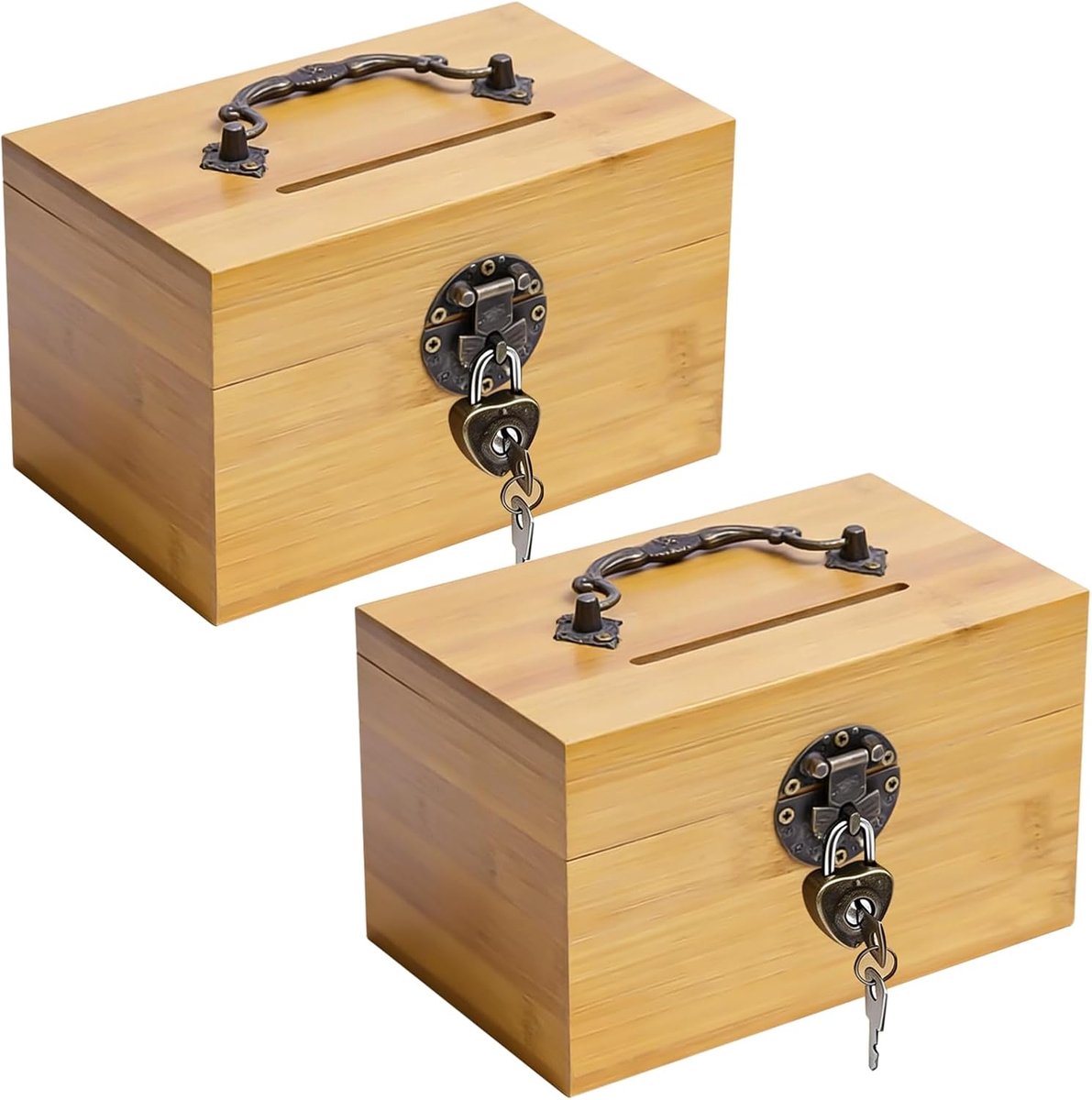 Houten schatkist 15 x 9.5 x 9.5 cm - vintage ontwerp - met slot en sleutel - ideaal voor opslag - ShopVlot