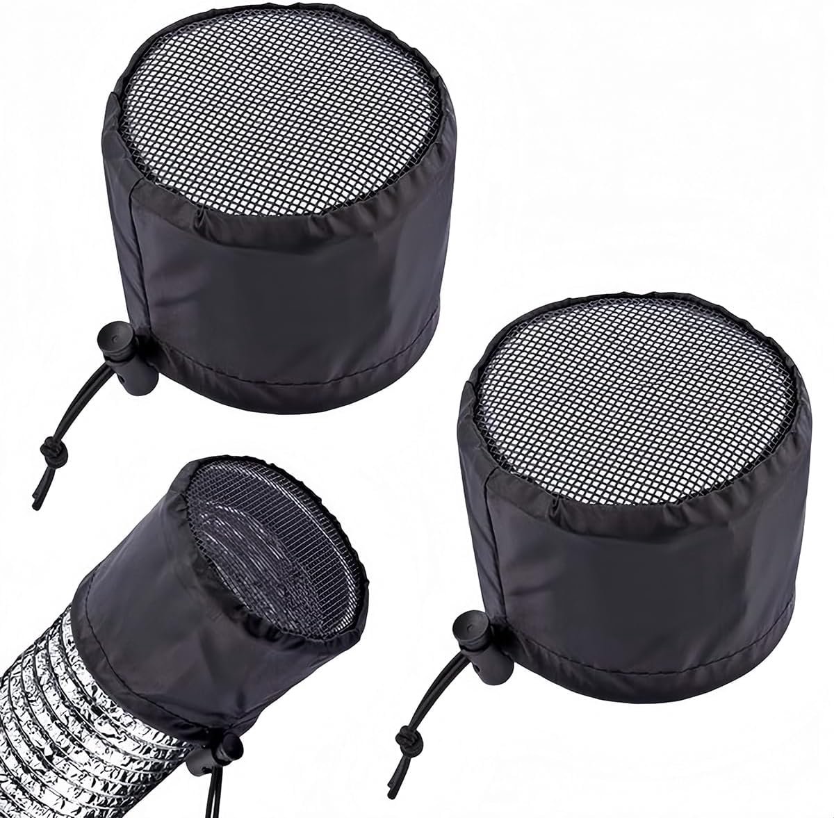 Kweektent ventilatiedeksel 20cm - zwart gaas - 2 stuks - eenvoudig te reinigen - ShopVlot