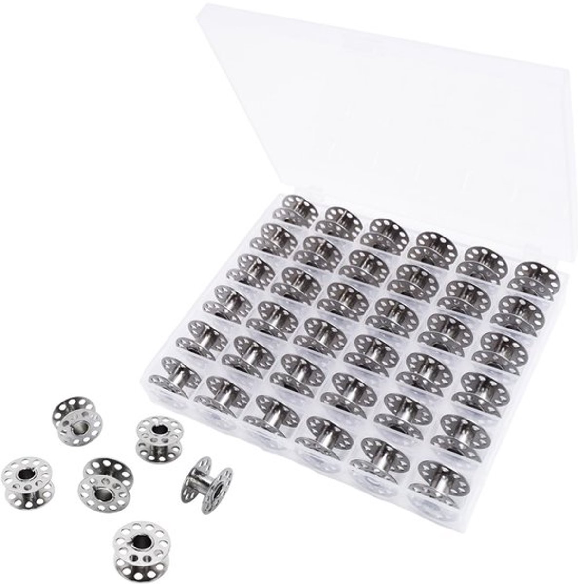 Spoelen Set van 36 - Universele Metalen Spoelen - Naaimachine-accessoires - Opbergdoos - Compatibel met Standaard Naaimachines - Ideale Maten