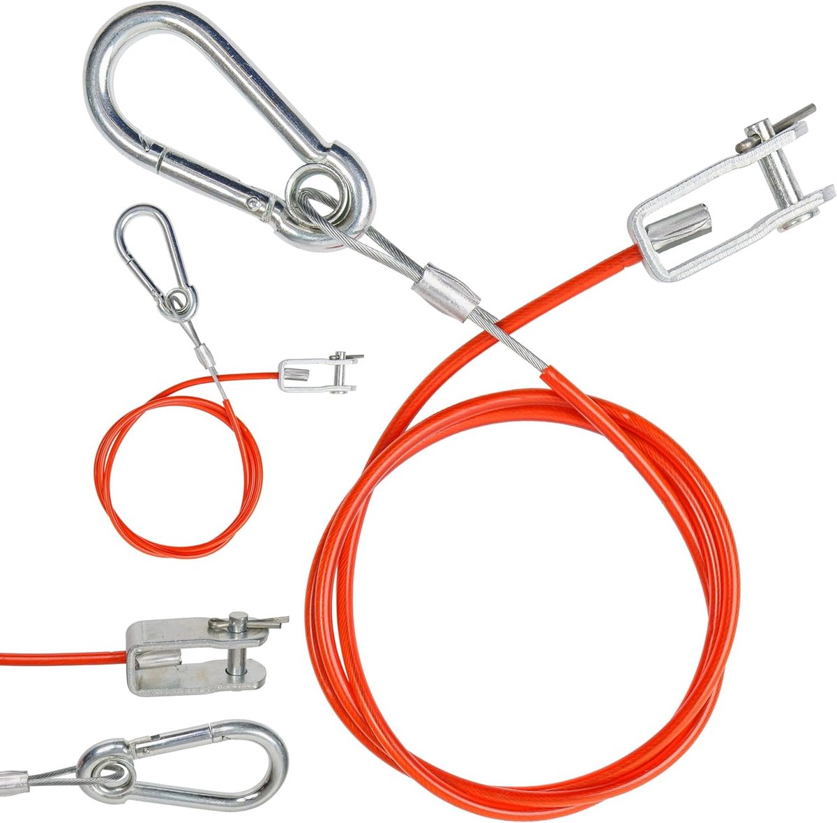 Trailerkoord 2 Sets 1 m x Diameter 2,5 mm Stalen Kabel met Haak en Splintbouten - 250 kg Breeklast - ShopVlot