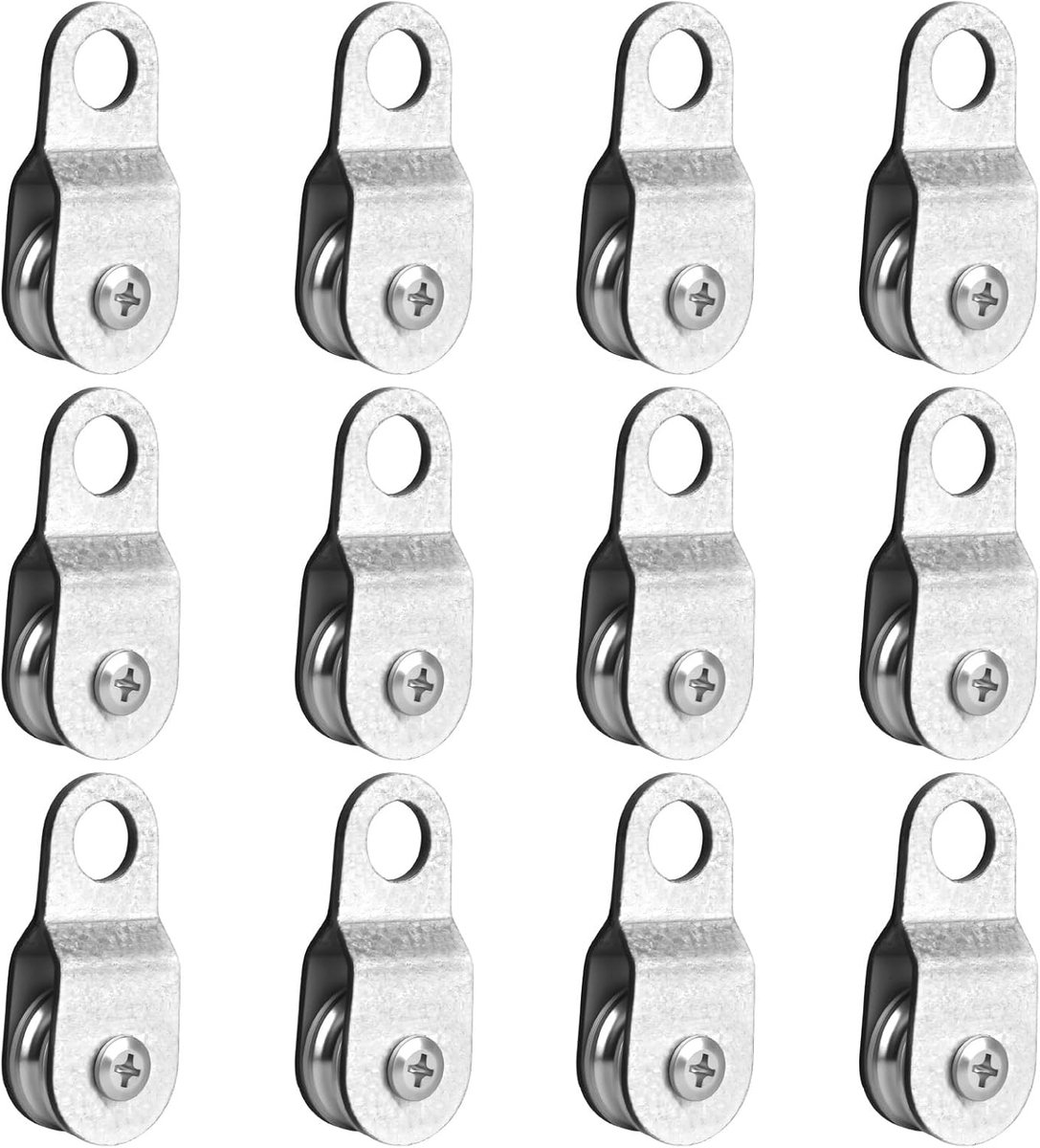 Rope pulley 12 stuks - roestvrij staal - 50 kg draagkracht - soepel en stil gebruik - ShopVlot