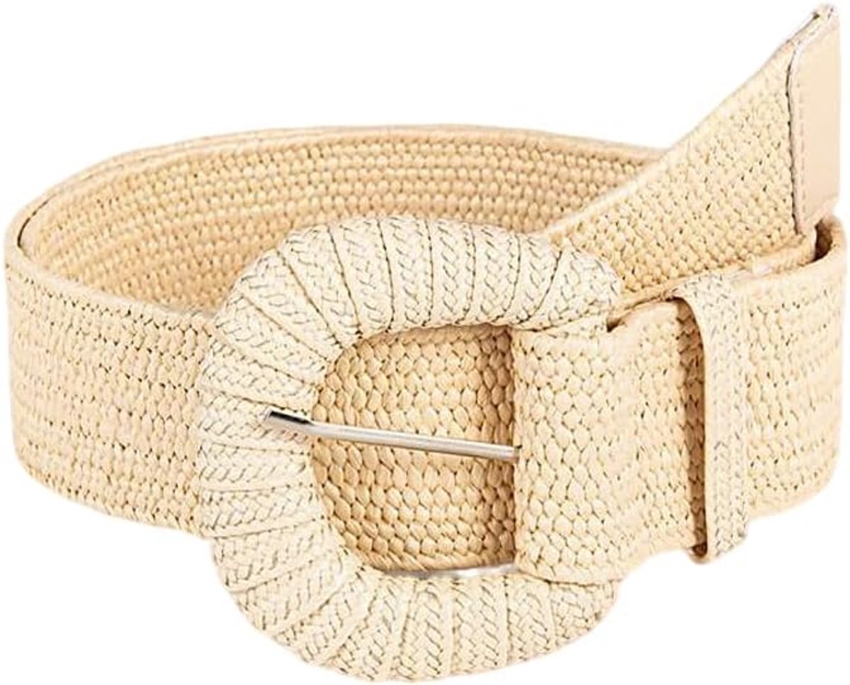 Damesriem brede - gevlochten leer - ovale gesp - modieus accessoire - ShopVlot