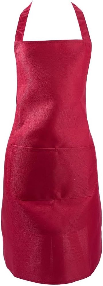 Schort rood met zakken - waterdicht en oliebestendig - lange banden - ideaal voor koken - ShopVlot