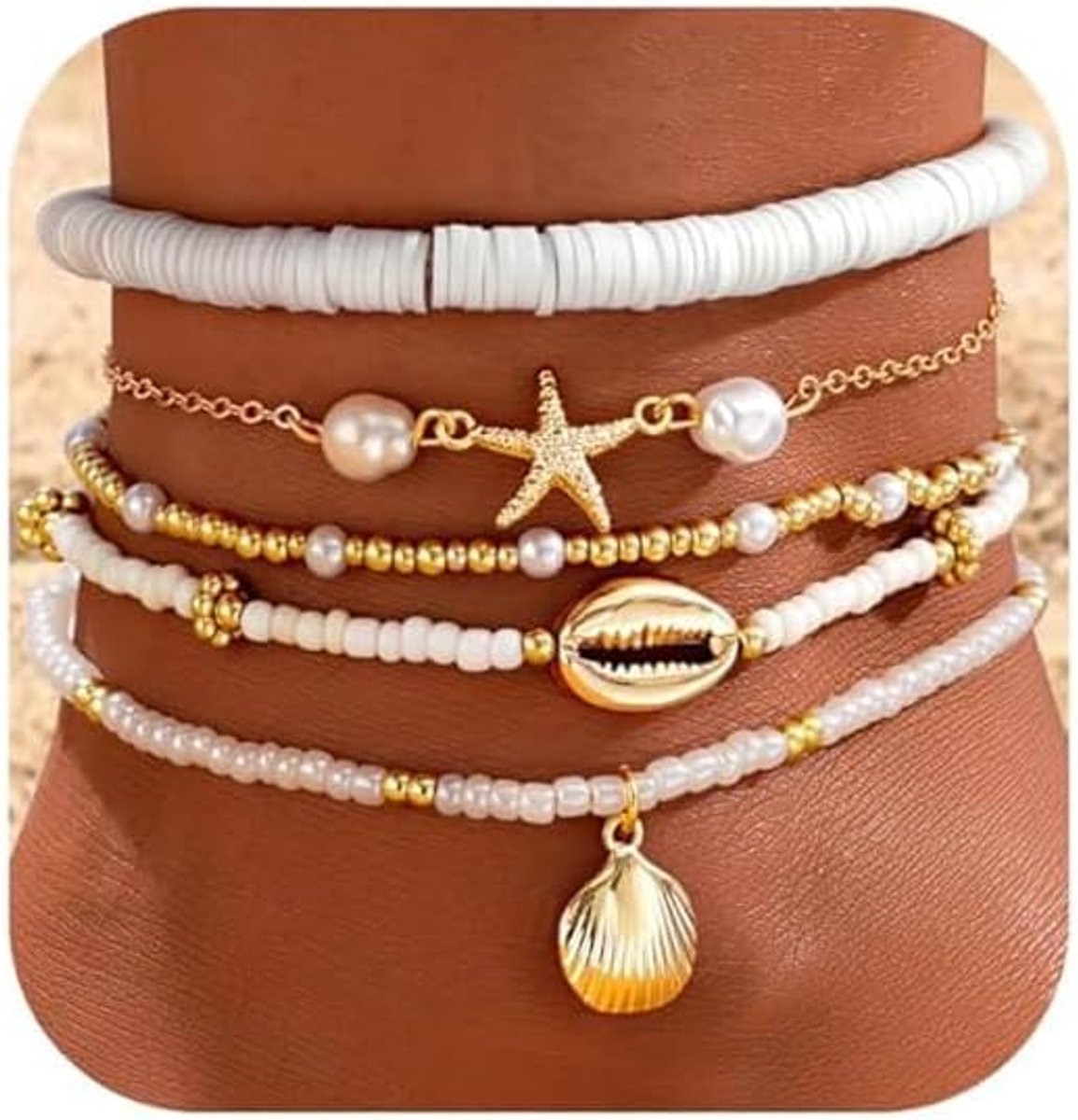 Zomer Strand Schelpen Enkelbandje - Boho Sterrenvis - Elegante Accessoire - Perfect voor Strandfeesten - ShopVlot
