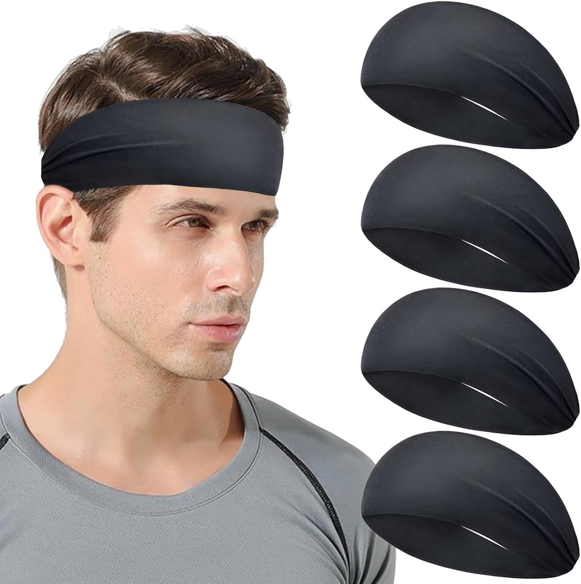 Sporthoofdband set van 4 - ademend materiaal - vochtregulerend - ideaal voor joggen - ShopVlot
