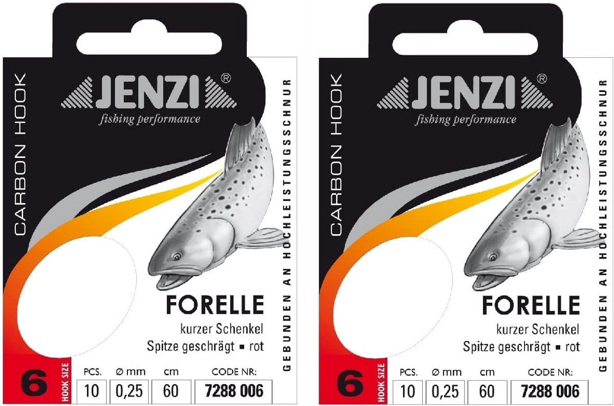Trout hooks value set - 20 stuks haakmaat 6 - 0.25 mm monofilament - inclusief gratis Petri Heill! sticker - ShopVlot
