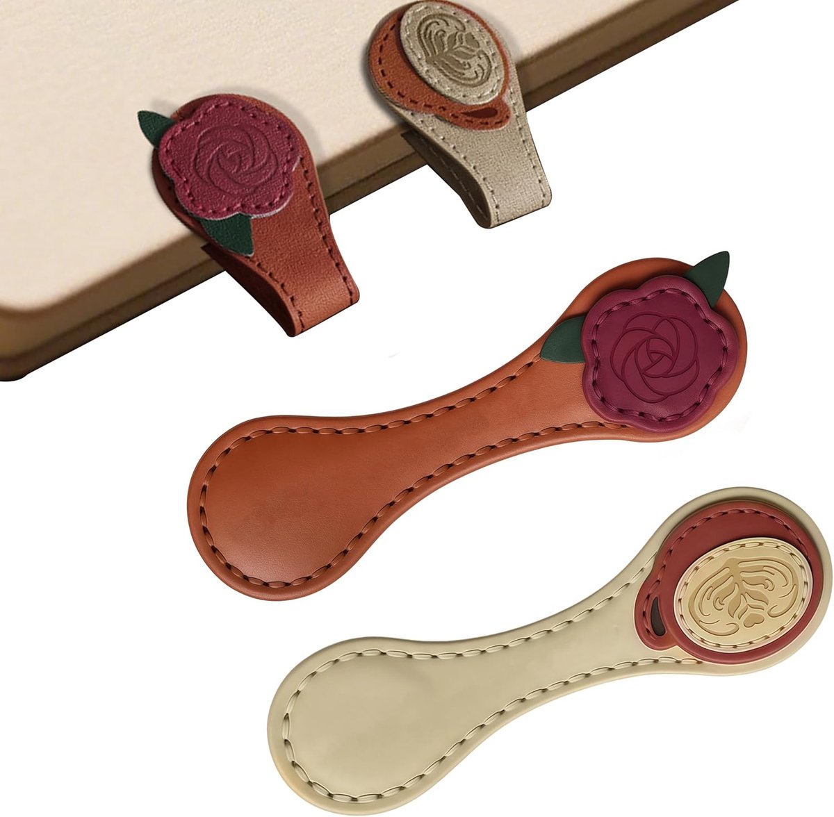 Boekenleggers 2 stuks - vintage stijl - van PU leer - perfect voor boekenliefhebbers - ShopVlot