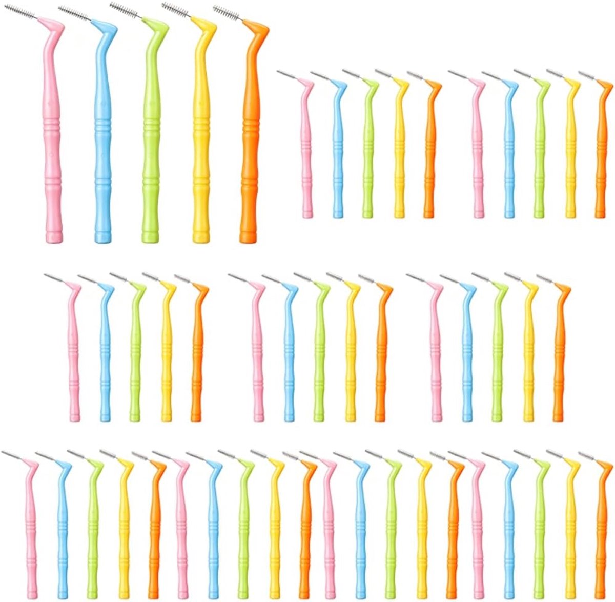 Interdentale borstels 50 stuks - 5 maten 0,6-1,5 mm - ergonomisch ontwerp - voor optimale mondhygiëne - ShopVlot