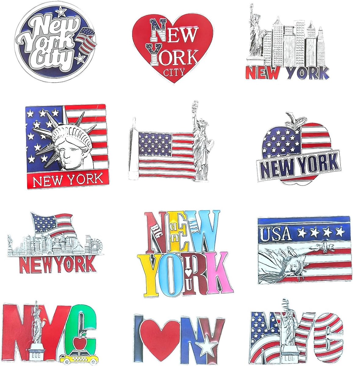 Koelkastmagneten set - 12 stuks - New York thema - souvenirs voor keuken of kantoor - ShopVlot