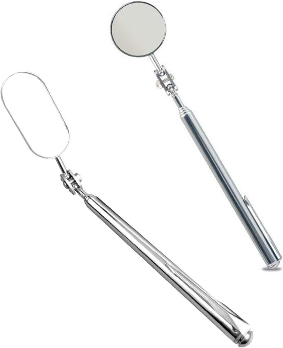 Inspectiemirror 2 Stuks - Telescopische Handgreep - 360° Draaibaar - Perfect voor Technische Inspecties - ShopVlot