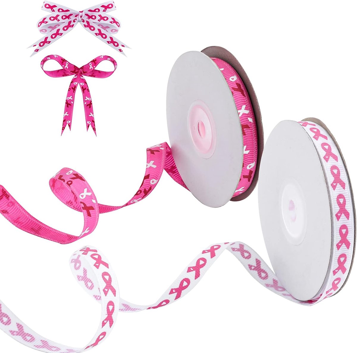 Kanker Bewustzijn Ribbons 50 Yards - Roze en Witte Sierlinten - Versiering en Bewustmaking - Perfect voor Geschenken - ShopVlot