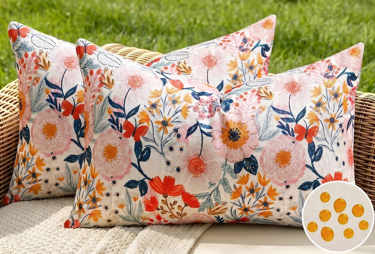 Kussensloop 50 x 30 cm - kleurrijk bloemenpatroon - weerbestendig polyester - perfect voor buitengebruik - ShopVlot