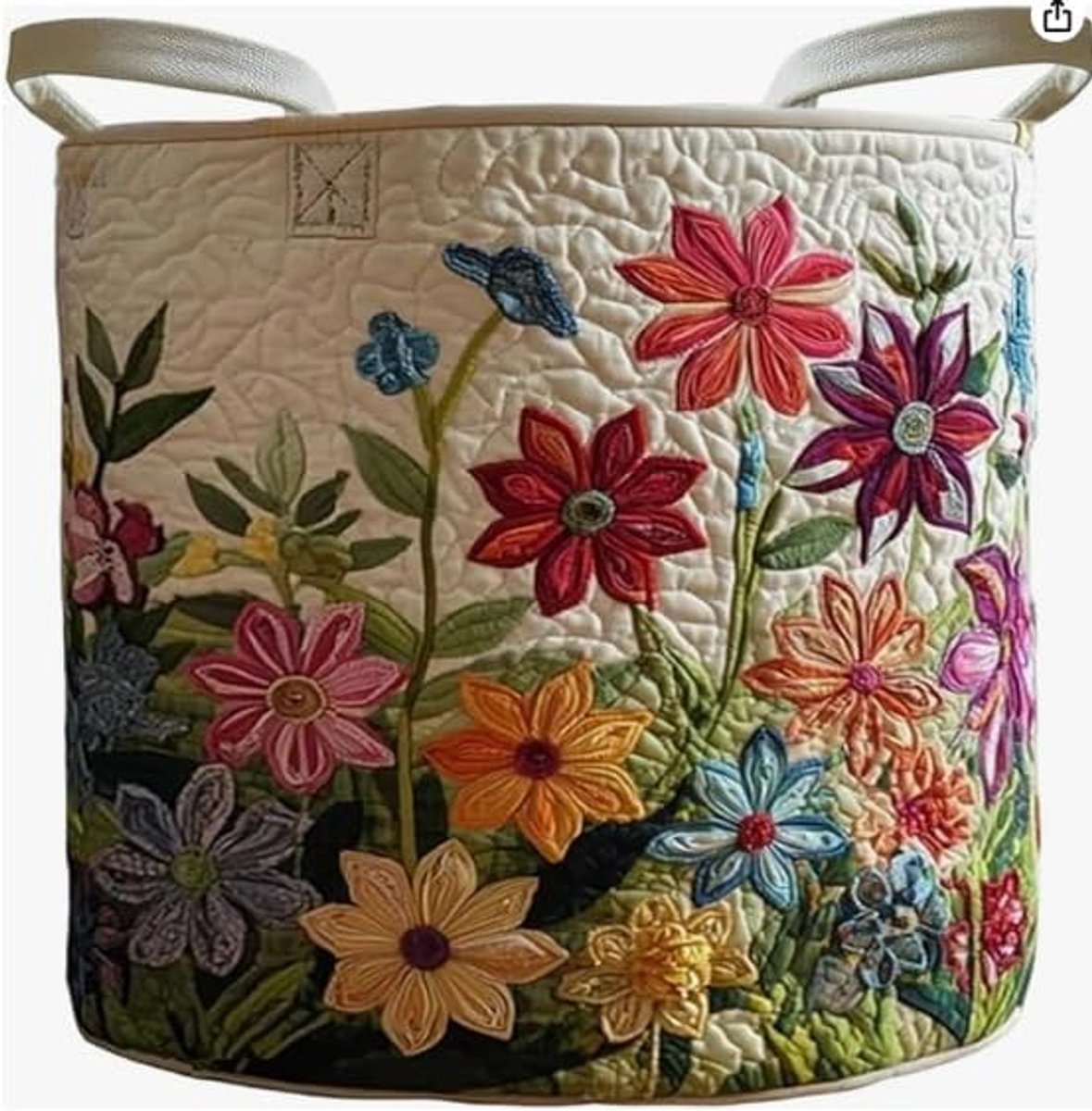 Wasmand bloemenprint - gewatteerd - opvouwbaar met handvat - stijlvolle opslag voor was - ShopVlot
