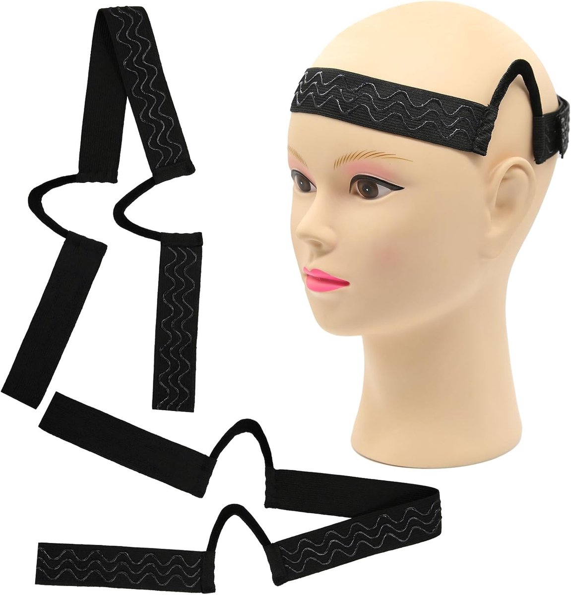 Wigband set van 2 - Zwart golvend siliconen - Antislip en comfortabel - Voor een veilige haardos - ShopVlot