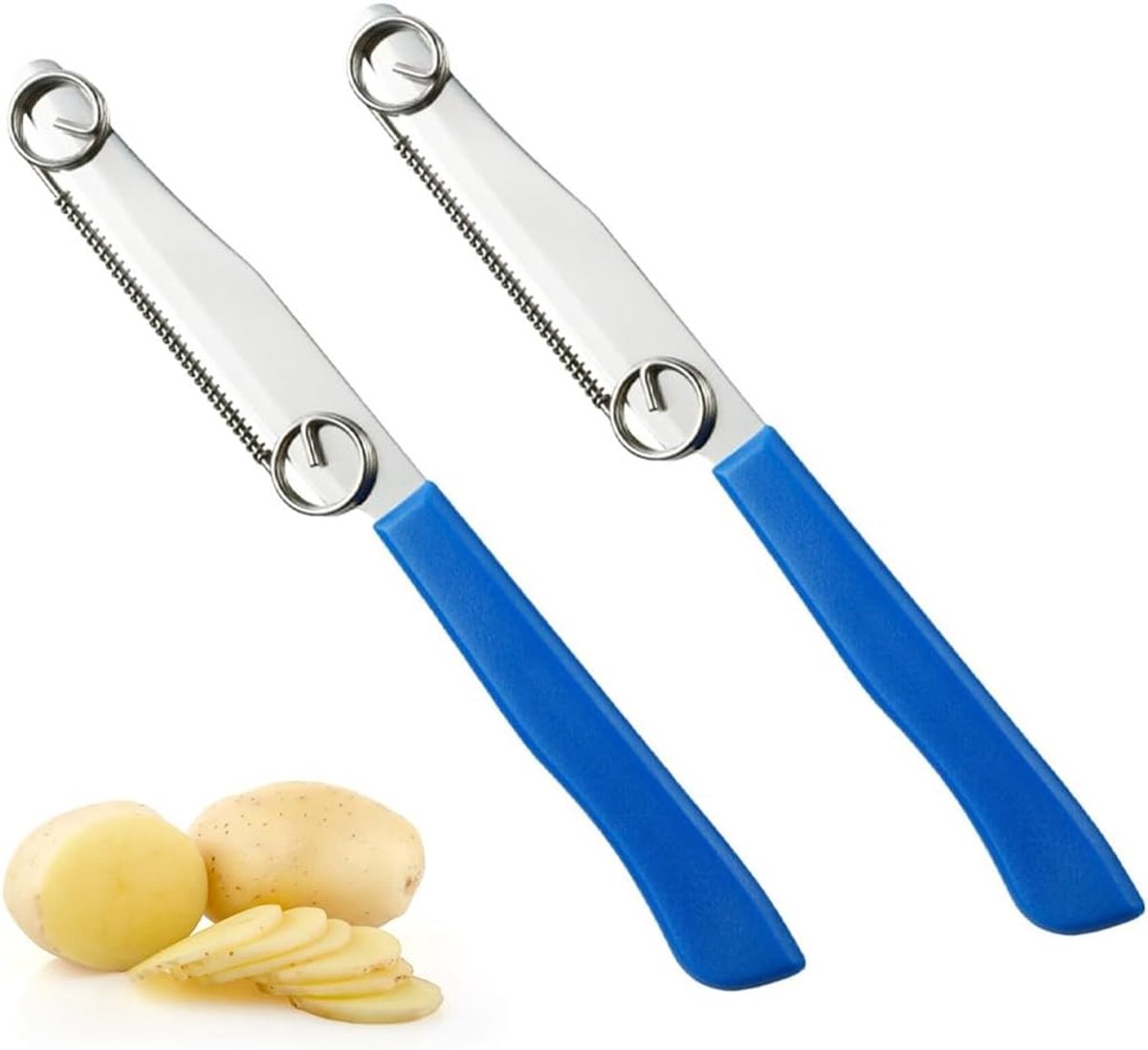 Snel Snijdende Mes 2 Pcs - 2-in-1 Multifunctionele Roestvrijstalen Schiller - Verstelbare Veer - ShopVlot