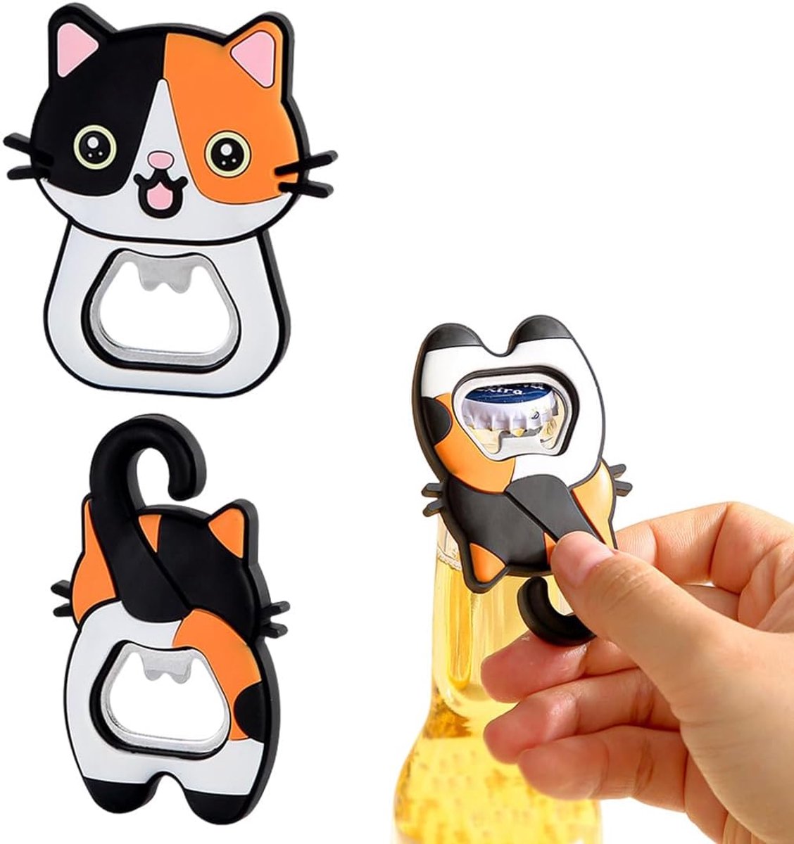 Magnetische flesopener kattenpootvorm - siliconen - zwart - handig voor thuisgebruik - ShopVlot