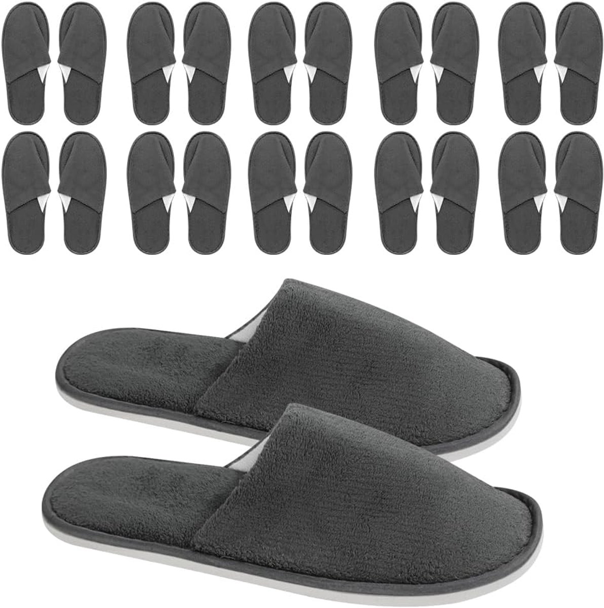 Hotelpantoffels 12 paar - koraal velours - antislip - ideaal voor spa en sauna - ShopVlot