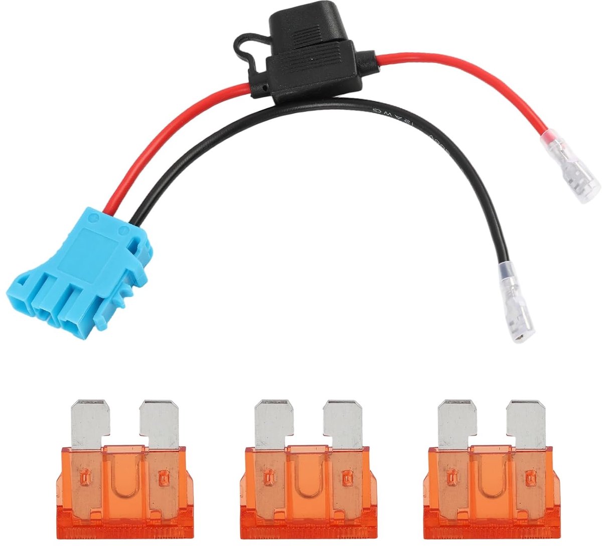 Draadboom Stekker 12 AWG voor 12V Accu - Inclusief 3 Extra Zekeringen - Verbeterde Veiligheid - ShopVlot