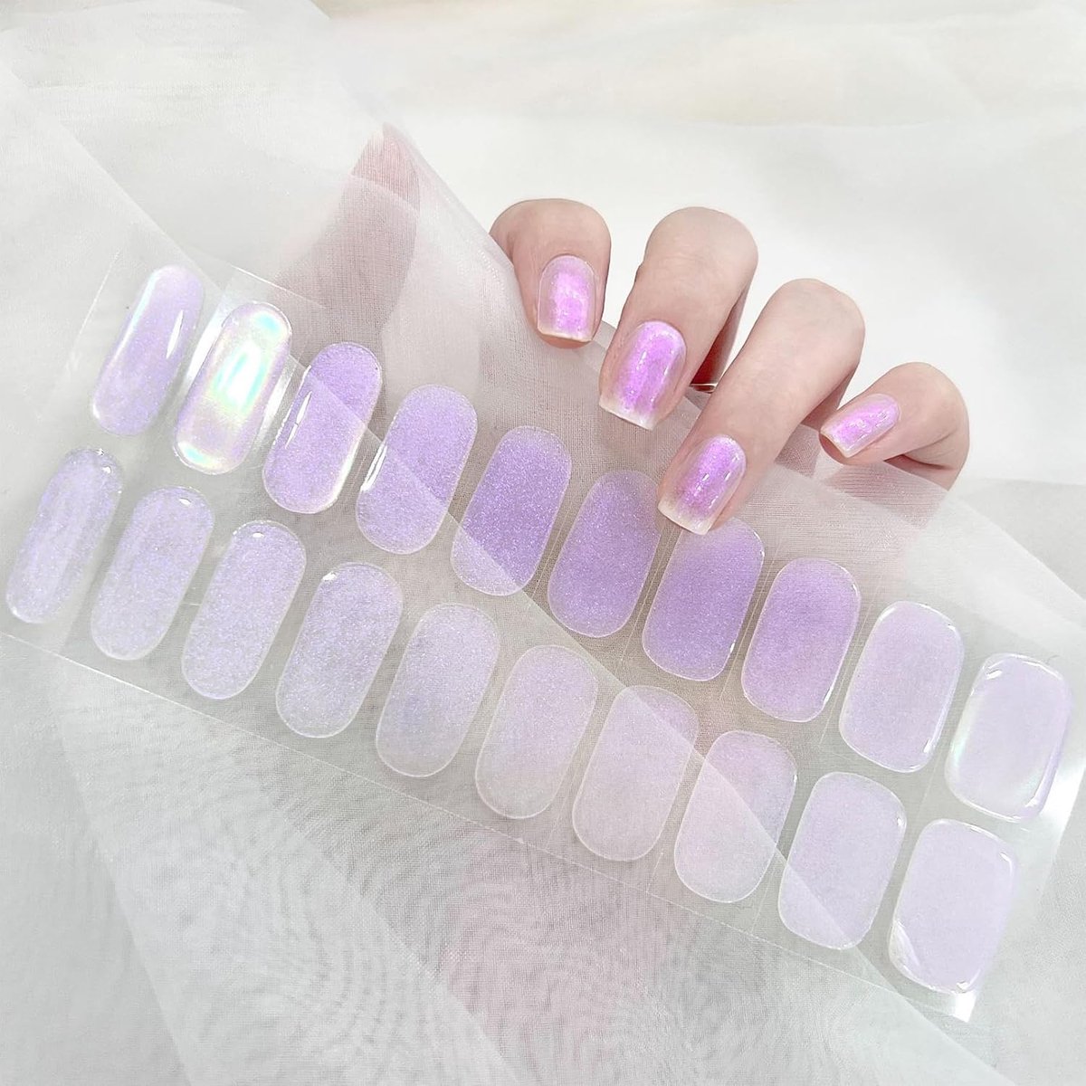 Nail strips set 22 stuks - halfharde UV gel - zelfklevende nagelstickers - langdurige manicure - ShopVlot