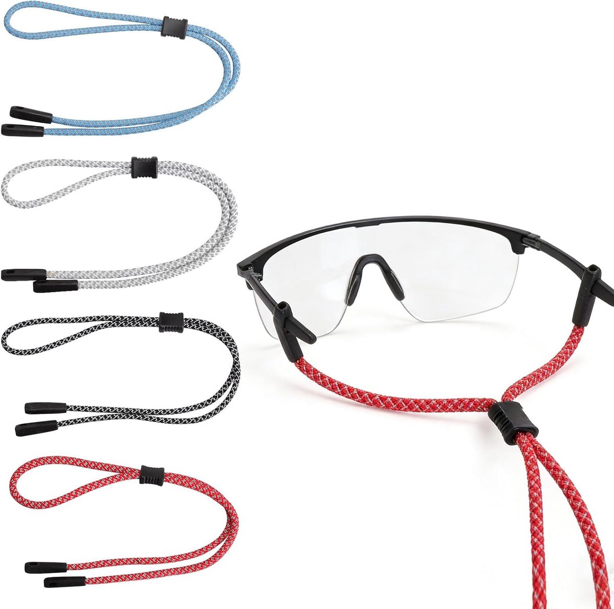 Sportbrilbanden 4-pack - Reflecterende brillenhouder - Verstelbaar - Ideaal voor sport en recreatie - ShopVlot