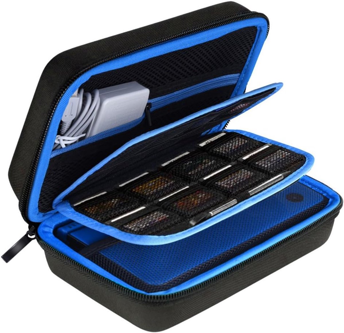 Hard Case draagtas voor New 3DS XL - zwart/blauw - unieke draaghandgreep - ideaal voor onderweg - ShopVlot