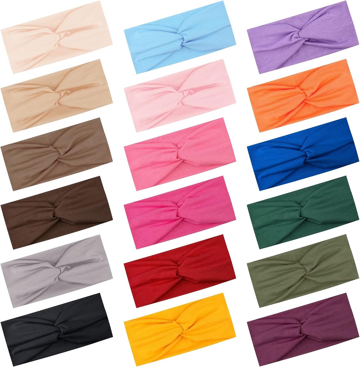 Twist hoofdbanden 18 stuks - kleurrijk - elastisch - ideaal voor sport en yoga - ShopVlot