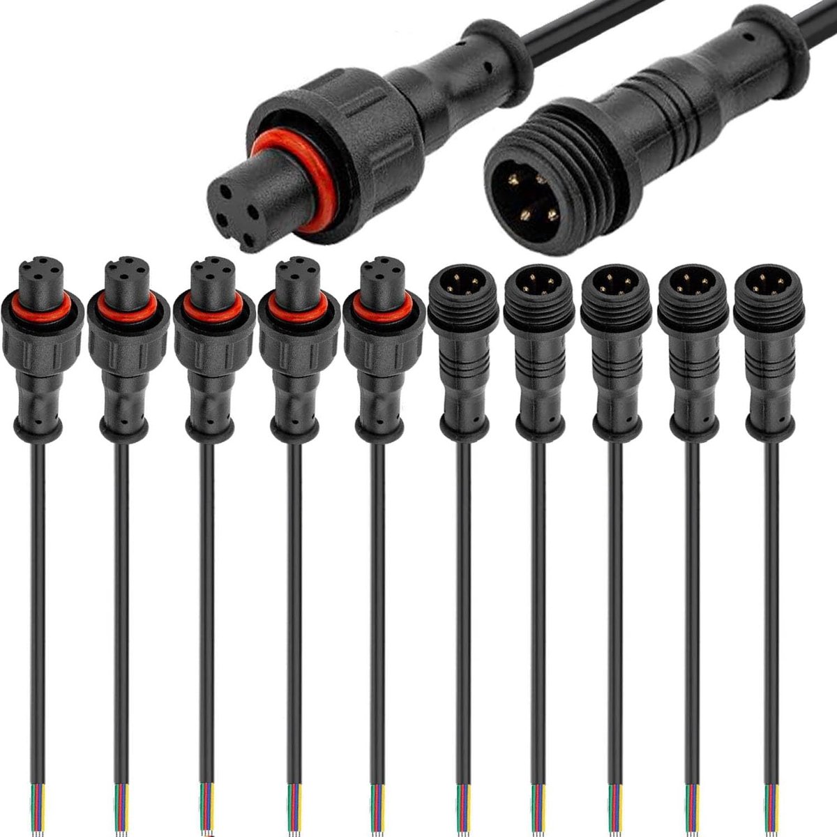 Waterdichte stekker 4-polig - 24AWG M12 kabel - IP67 bescherming - geschikt voor auto en boot - ShopVlot