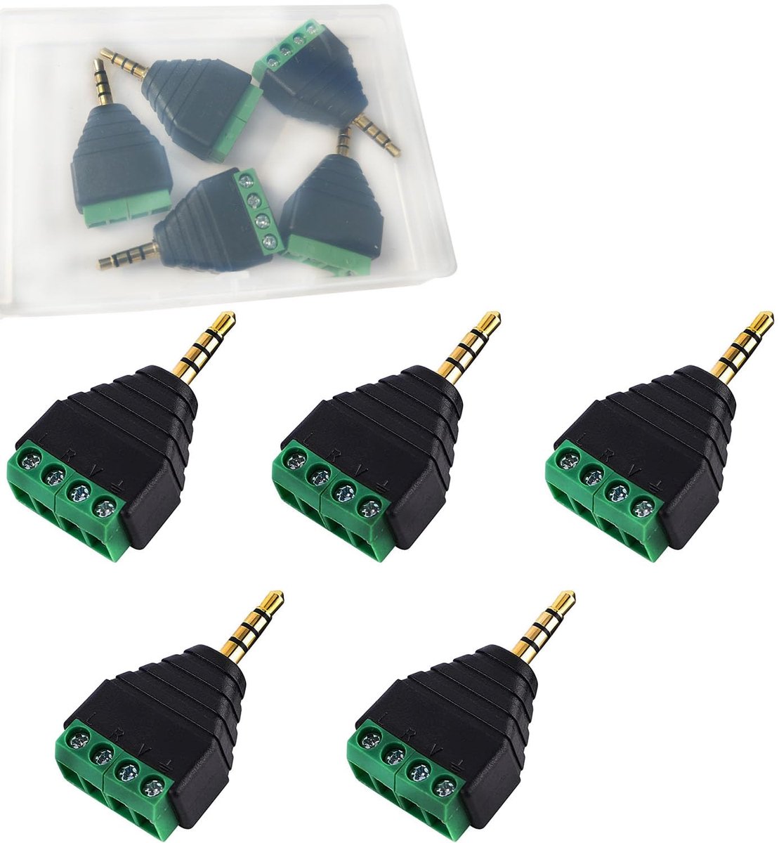 3.5mm stereo soldeervrije audio plug - 4-polige jack - schroefterminal - ideaal voor microfoon en hoofdtelefoon - ShopVlot