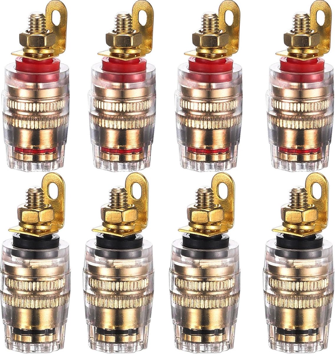 Speaker connector 4mm - 8 stuks - 24k verguld - ideaal voor versterkers - ShopVlot
