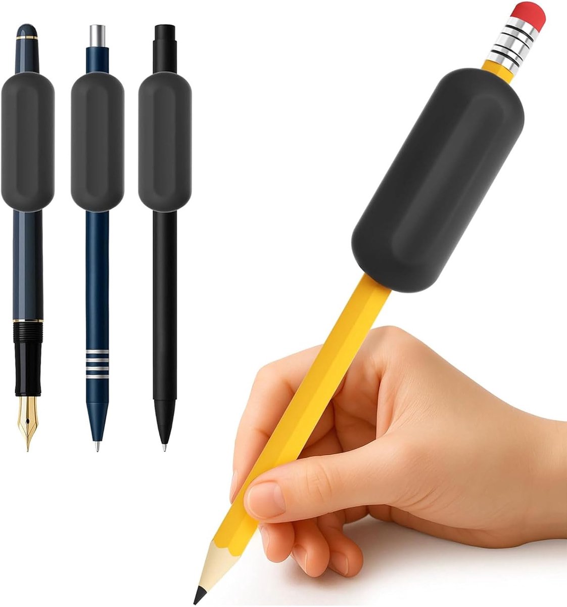 Pencil grips set - 3 delig - silicone materiaal - verbetert handschrift en fijne motoriek - ShopVlot