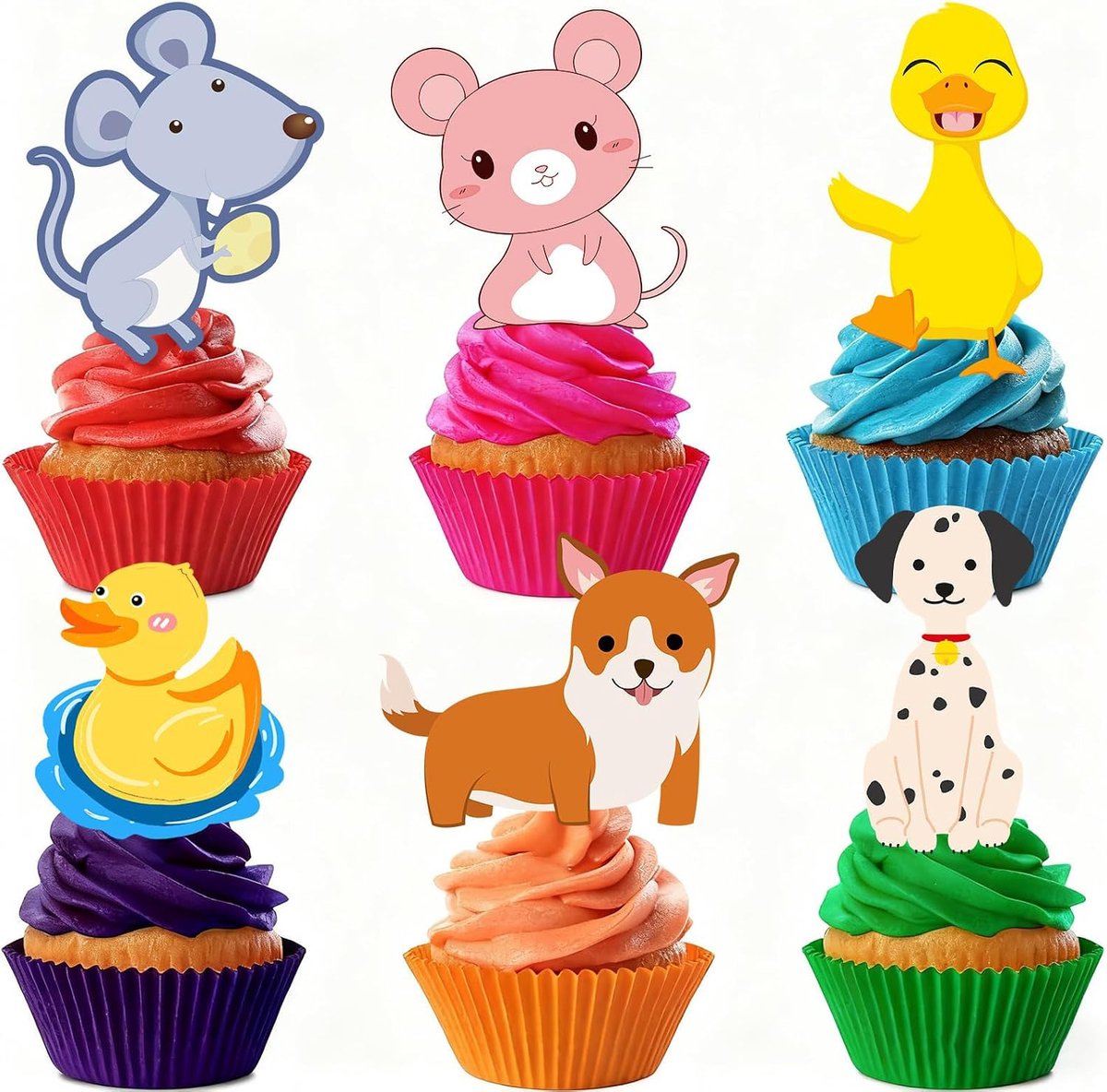 Forest Animals Birthday Decoration, 48 Pieces Cupcake Topper, Jungle Decoration Birthday, Party Animals, Muffin - ShopVlot
