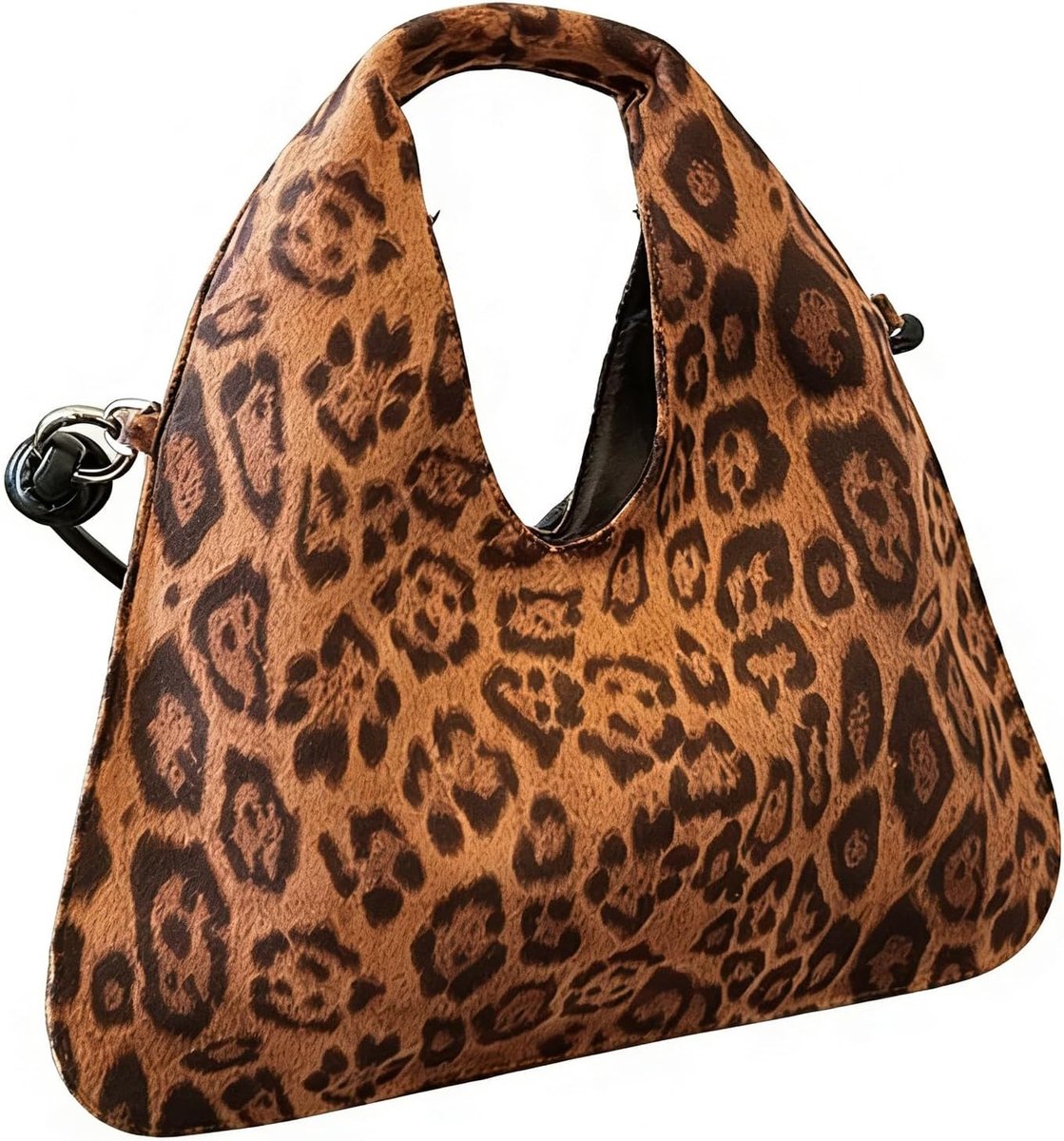 Bruine suède hobo schoudertas, schoudertassen voor vrouwen, luipaardprint handtas, grote capaciteit draagtassen, voor - ShopVlot