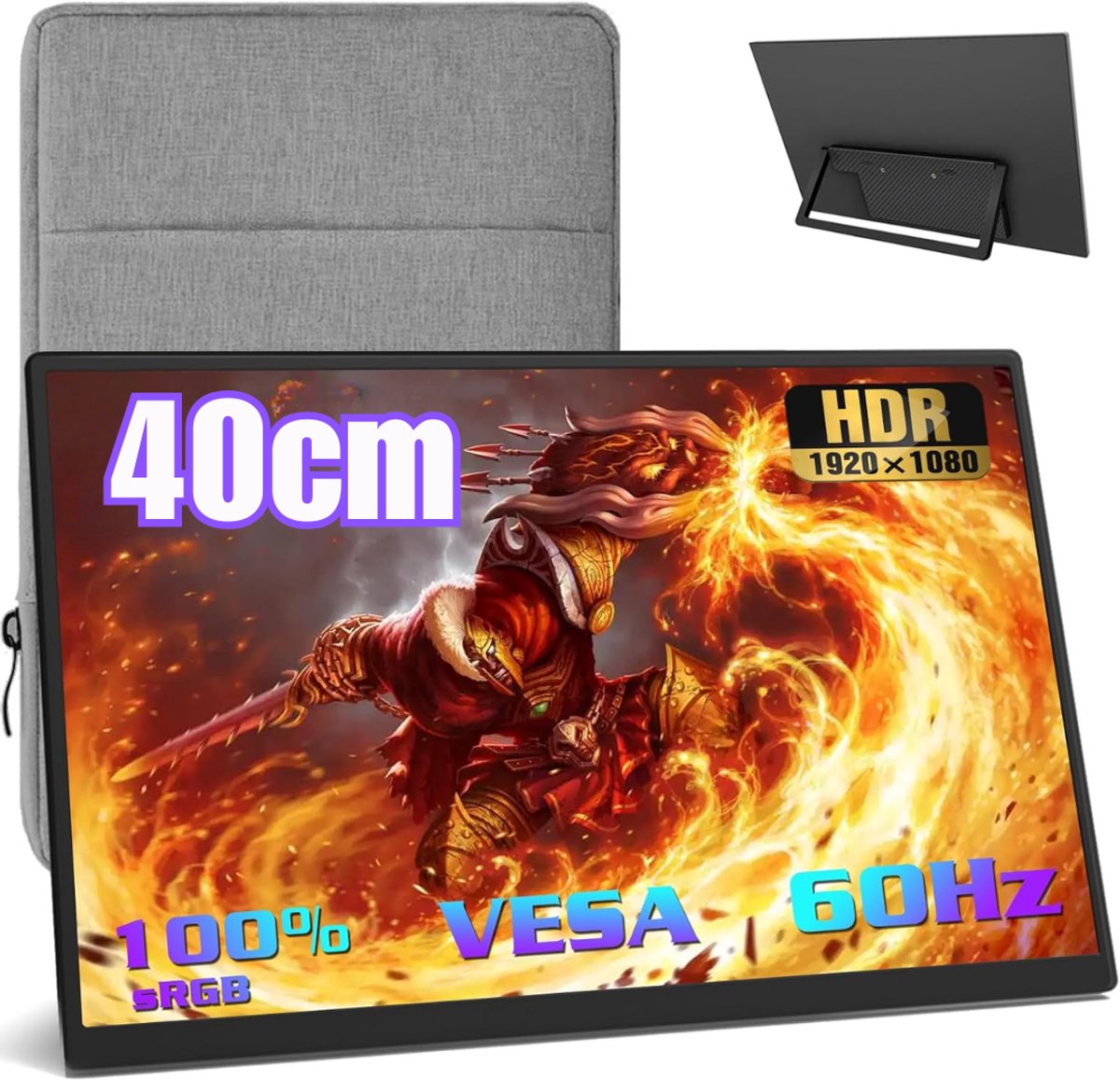Ploutos® Portable Monitor - Ultra-Slank Tweede Scherm - Draagbare Monitor voor Laptop - Zwart - 36cm x 21cm x 1cm