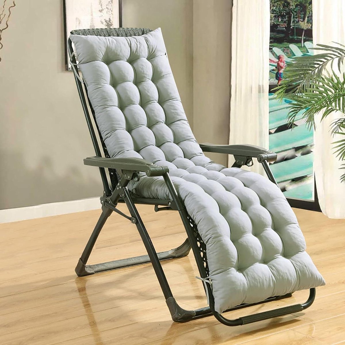 Ligkussen Hoge Rugleuning - Loungestoel Kussen Ligbed - Buiten Ontspannen - Superdik Parelkatoen - 48 x 160 cm - Stijl 5