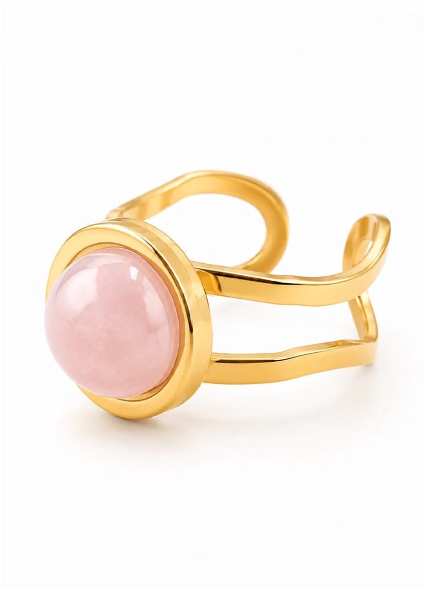 Azélys Gouden Ring met Rozenkwarts