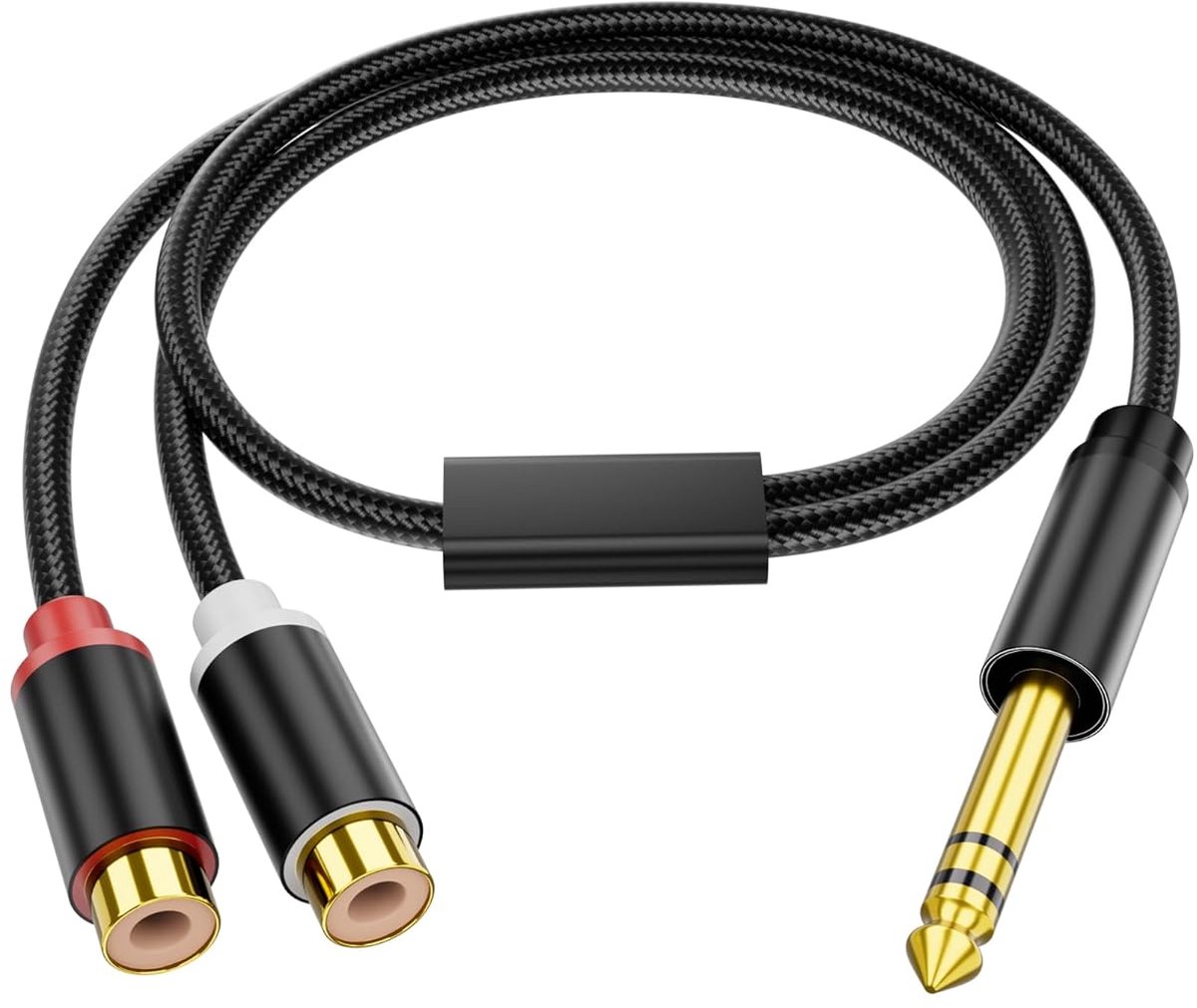 1/4 inch to Dual RCA splitter cable 6.35mm TRS male to 2RCA female stereo audio cable 6.35mm 1/4 inch to 2 RCA cable - ShopVlot