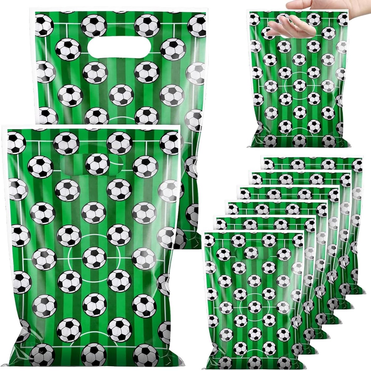 EAVUYIS 50 stuks verjaardagszakjes voor kinderen, voetbal, snoepzakjes, verjaardag, jongens en meisjes, cadeauzakjes - ShopVlot