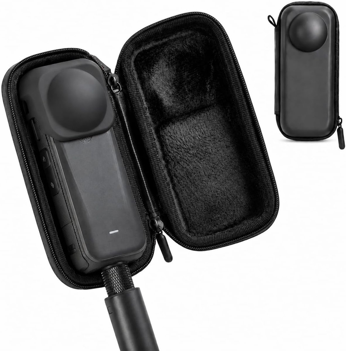 Draagtas voor camera-accessoires, schokbestendige reisetui met karabijnhaak en polsband van PU-materiaal, ideaal voor lensdop en bescherming