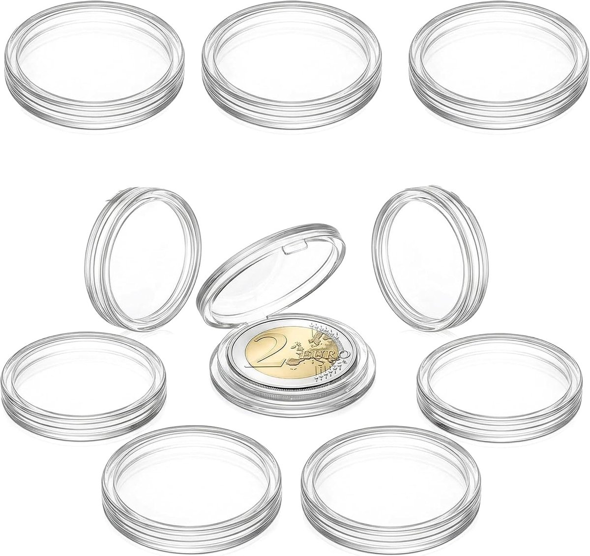 Set van 10 Muntcapsules met 40mm Binnendiameter - Duurzame en Professionele Opbergoplossingen voor Muntverzamelaars met 3mm Dikte
