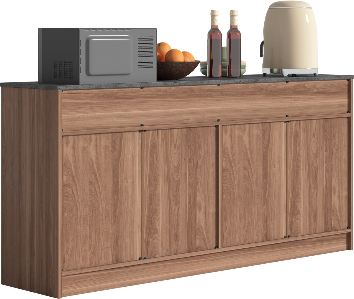 COVREO Keukenkast 160x37x76,5 cm walnoot, MDF met 3 lades en opbergruimte