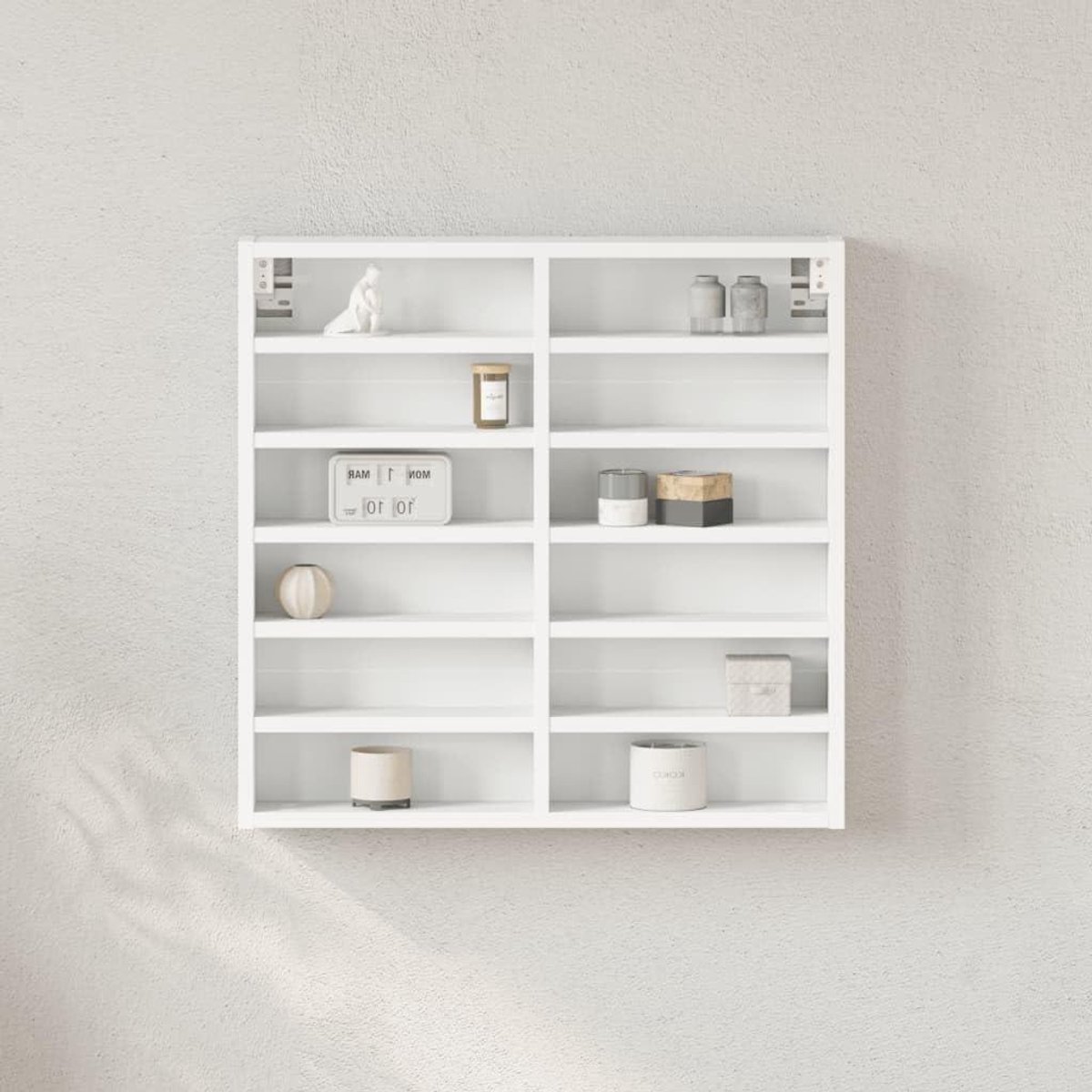 Vitrinekast - Wandkast - Decoratief opbergen - Glad oppervlak - 60 x 58 cm - Wit