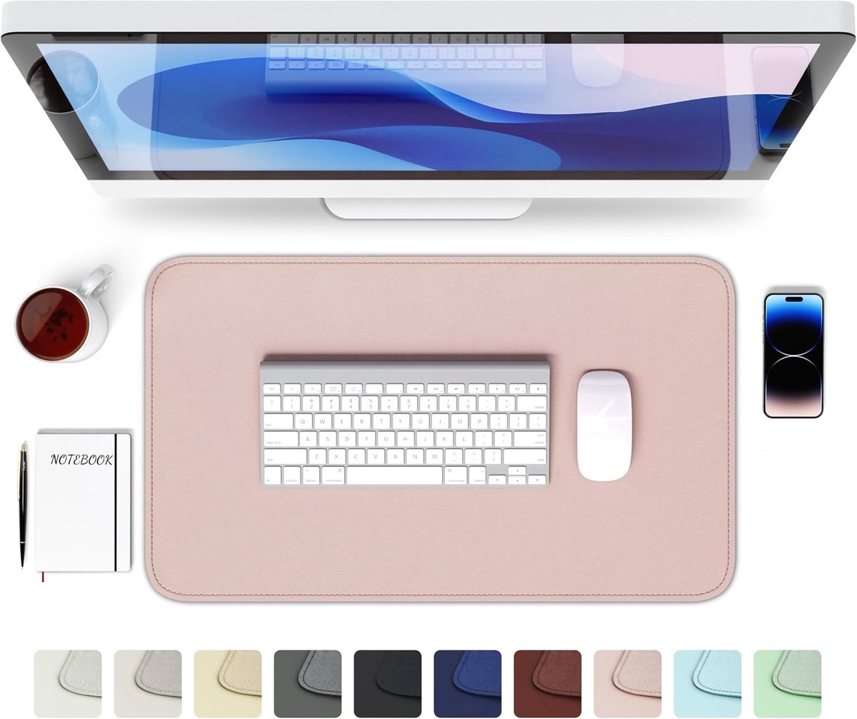 GOMIN Bureauonderlegger, 60 x 35 cm, PU-lederen muismat, waterdicht en antislip, groot laptop-tafelonderlegger - ShopVlot