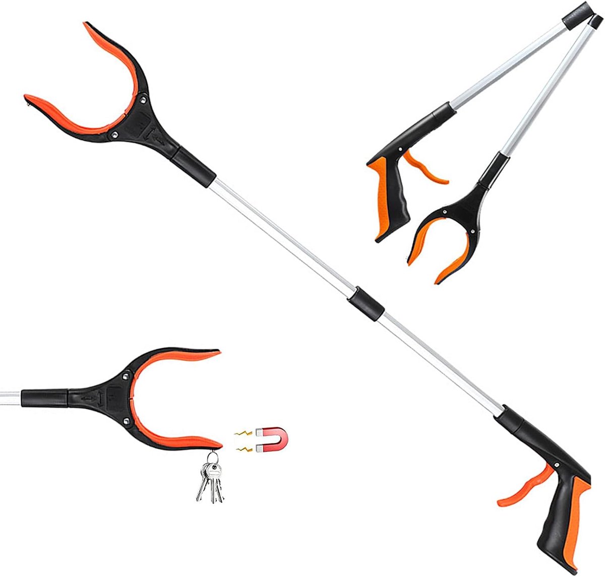 33"/83cm Foldable Cat Pickers. Extra - Long Grabber Stick with 360° Rotatable Magnetic Non-Slip Claw. Ideal for - ShopVlot