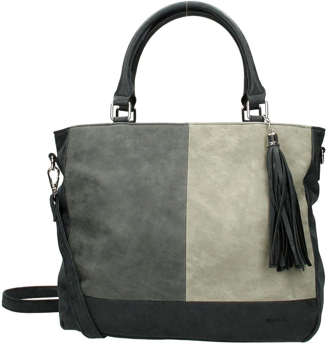 Beagles Shopper/Shoulder Bag with Tassel Black - ShopVlot