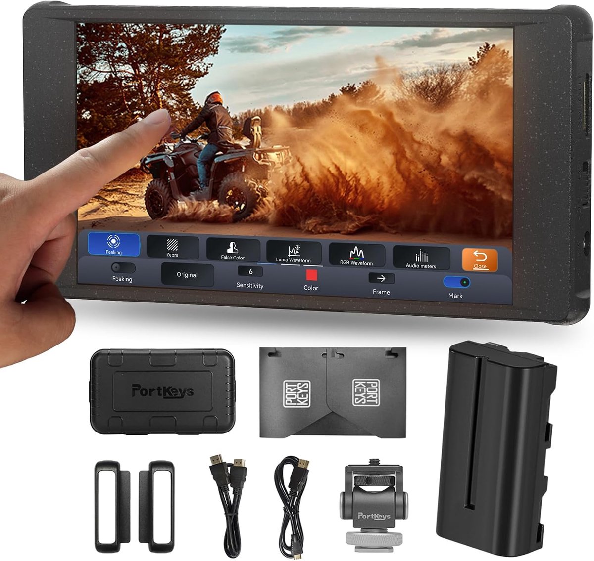 Portkeys PT6 Camera Field Monitor, 5.2 inch, 600nit Touchscreen, Camera Monitor, Vertical Shooting, Stretch, 3D-LUT - ShopVlot