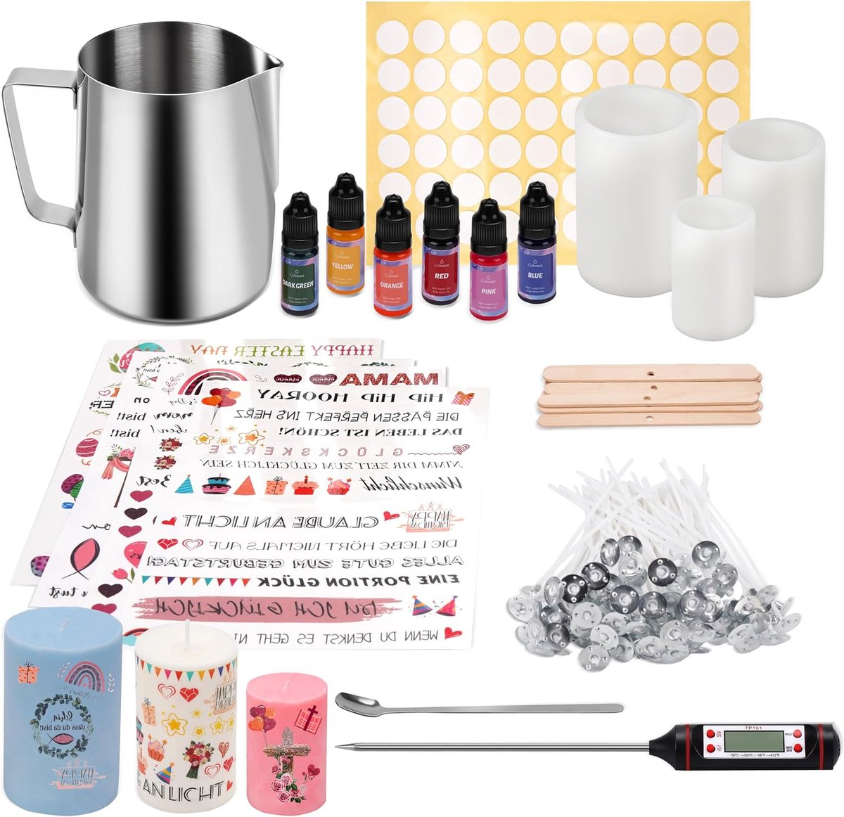 JelyArt Candle Making Kit for DIY Candle Making Set Includes 900 ml Candle Wax, Melting Pot with Spoon, 3 Silicone - ShopVlot