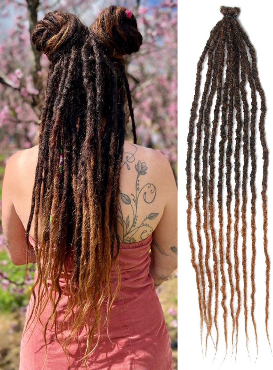 Textured Dreadlocks Extension 24 Inch Thin Synthetic Dreads SE Soft Crochet Braids 10 Strands/Package Handmade Hip Hop - ShopVlot
