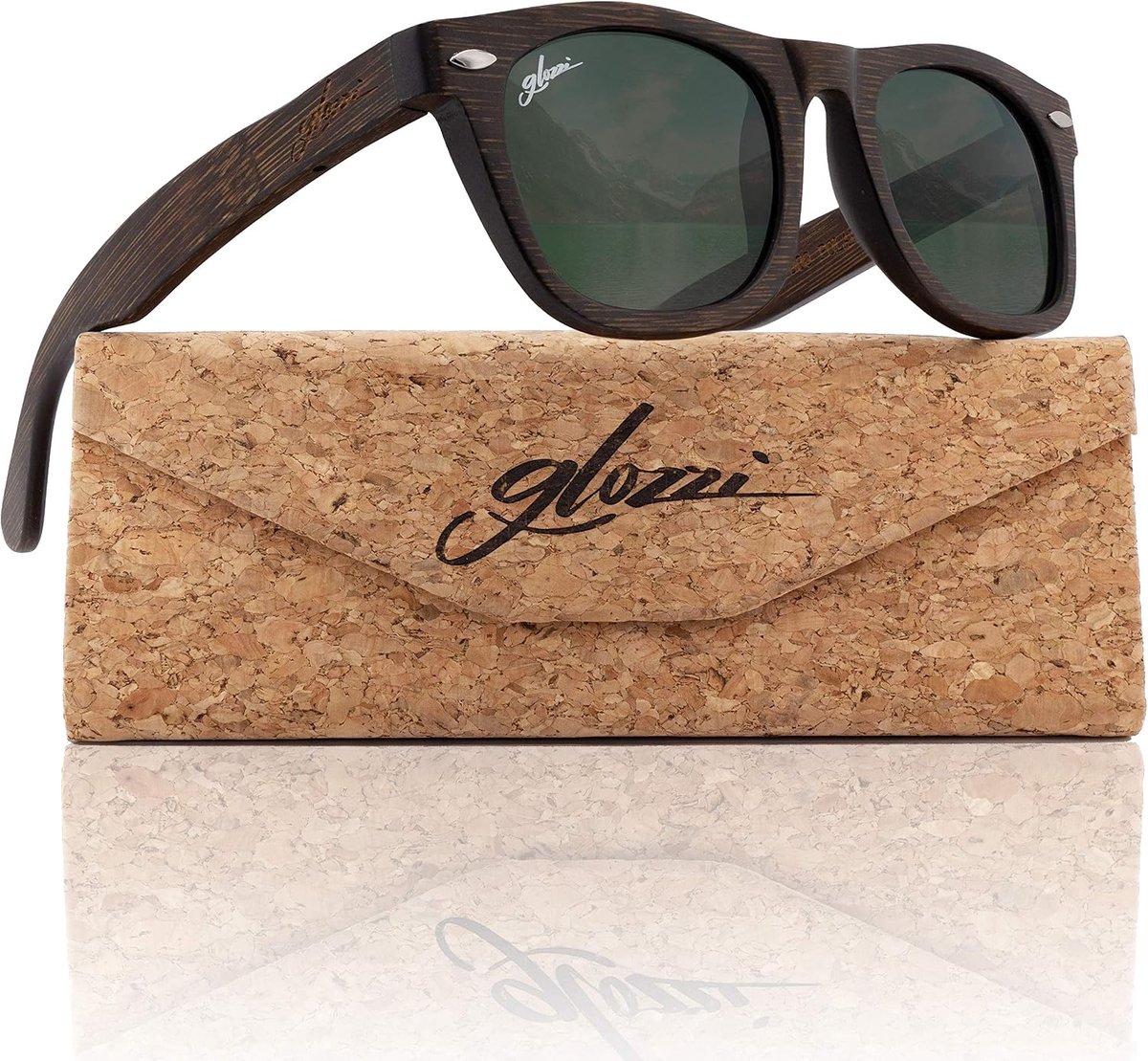 Bamboo Wooden Sunglasses for Women & Men - Polarized & Reflective Glasses UV 400 category 3 - with Cork Glasses Case - ShopVlot