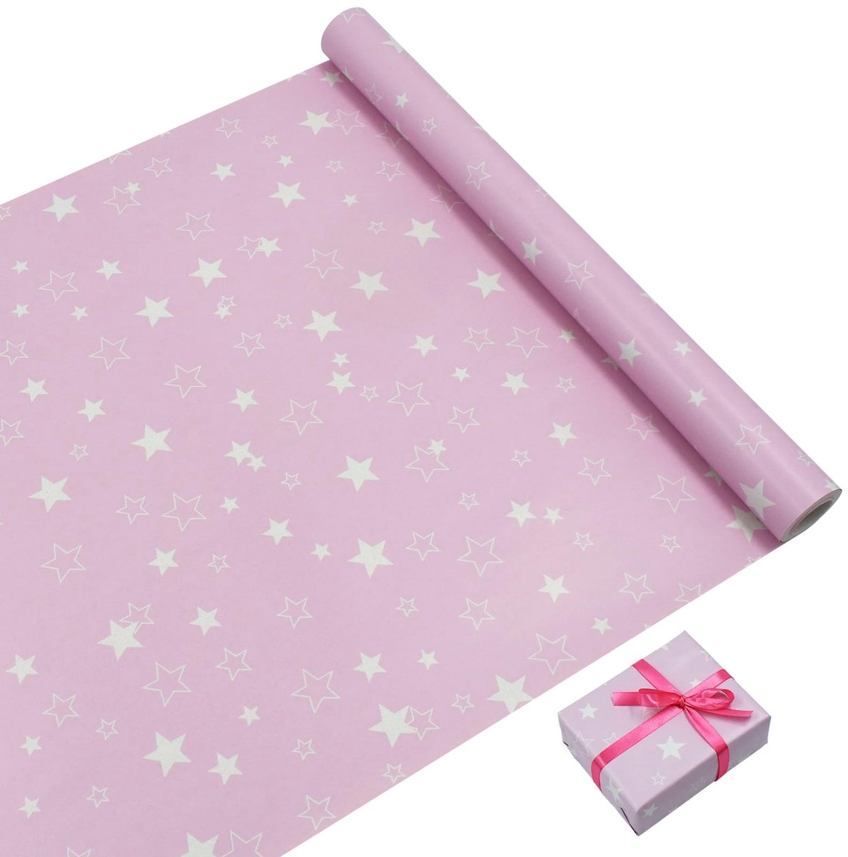 Recyclebare verjaardag inpakpapier rol: 43 cm x 15 m roze cadeaupapier voor feest, verjaardagscadeau decoraties - ShopVlot